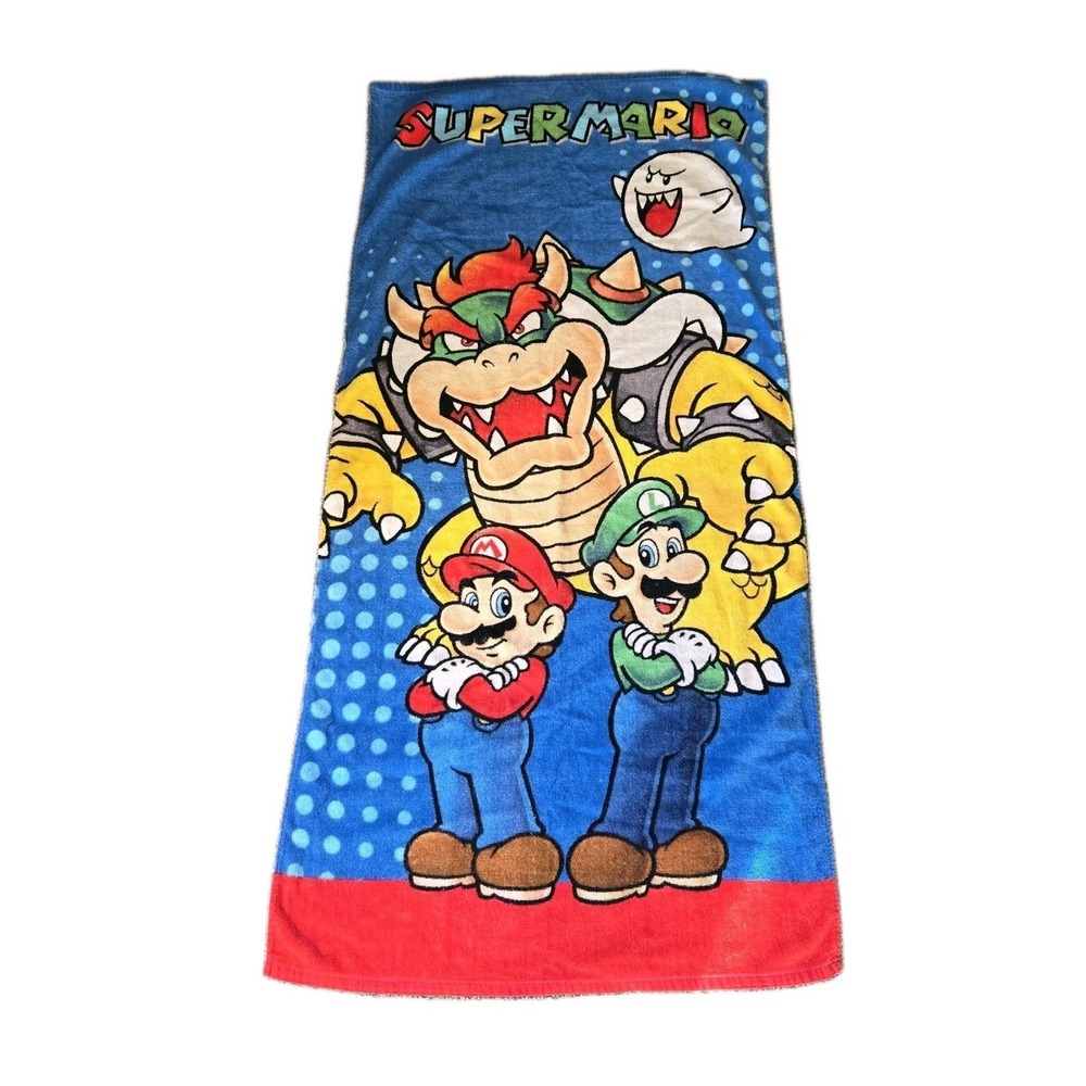 Nintendo Super Mario Bros Luigi Bowser Kids Beach Bath‎ Pool Towel Swim